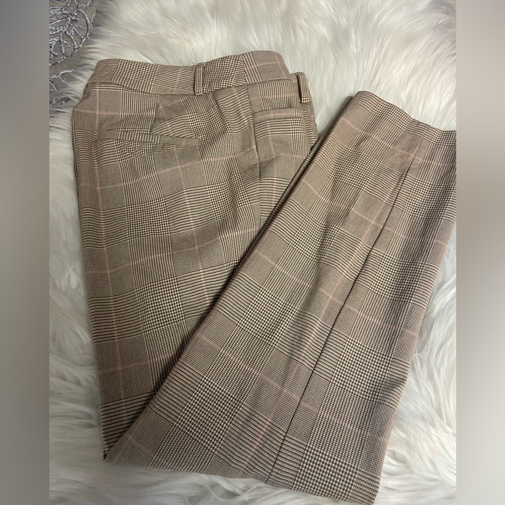 Banana Republic Sloan style  Sz 8 Tan/Cream Plaid Women’s  Dress Pants